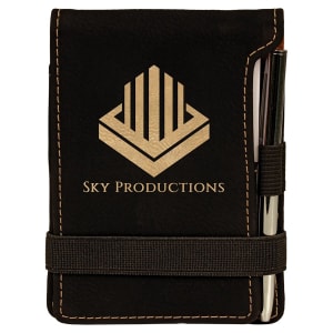 3 1/4" x 4 3/4"  Laserable Leatherette Mini Notepad with Pen